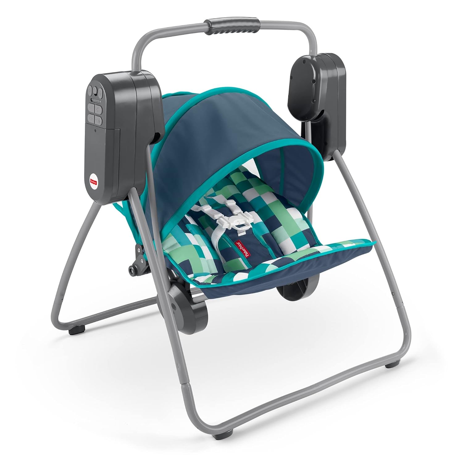 Fisher Price On the Go Swing – Pixel Forest, baby seat with canopy that easily folds for travel