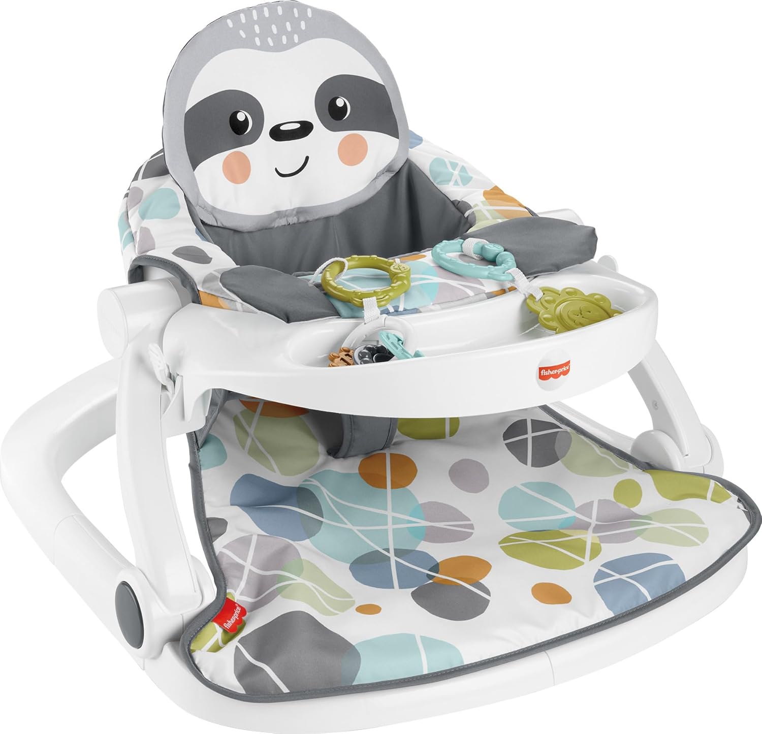 Fisher-Price Portable Baby Chair Sit-Me-Up Floor Seat with Snack Tray, Newborn Sensory Activity Toys & Plush Cute Sloth Washable Pad​